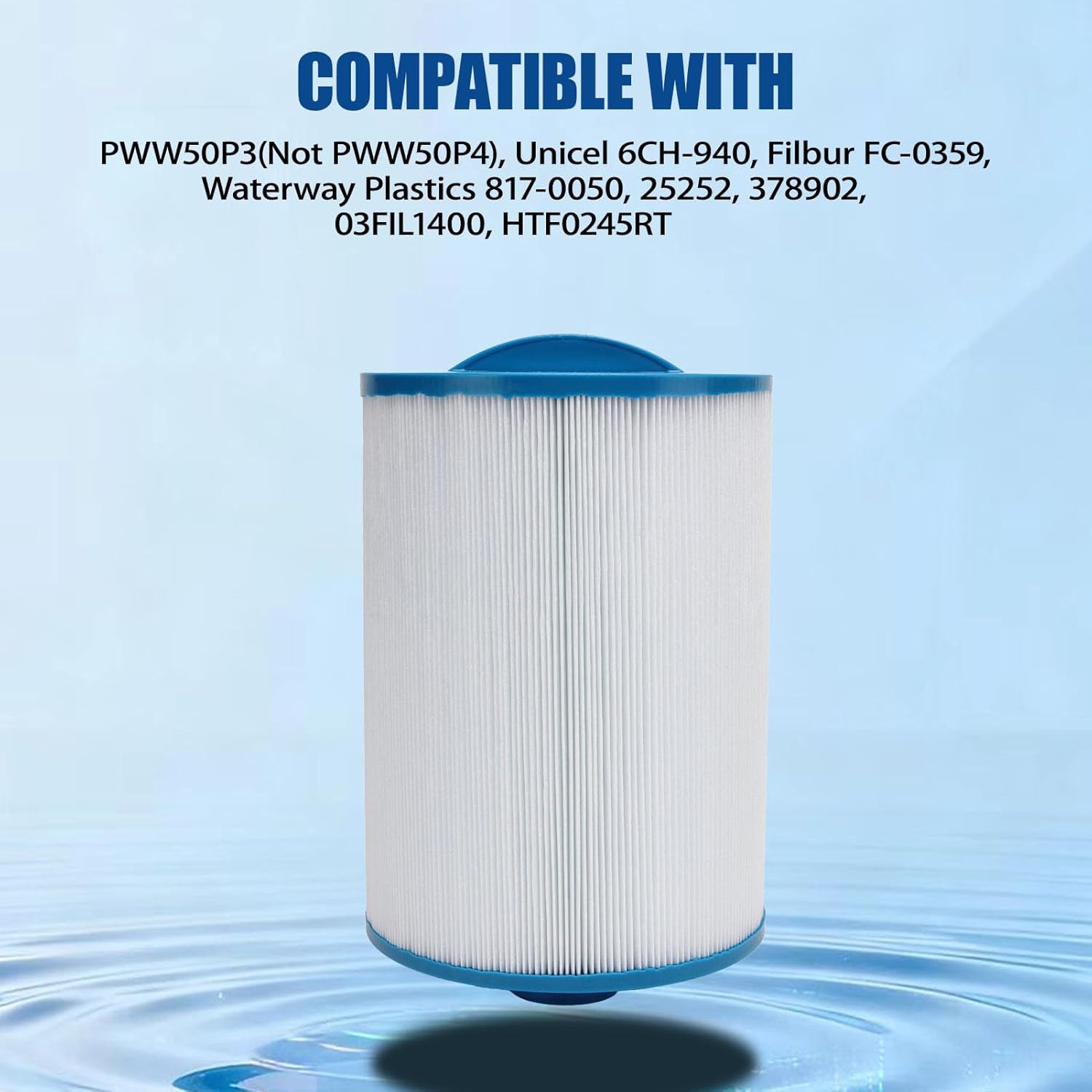 6CH-940 Hot Tub Filter,SPA Filter Compatible with 817-0050,Filbur FC-0359, 03FIL1400, 25252, 50 Sq. Ft Waterway Front Access Skimmer Spa Filter Cartridge, 1 Pack - Image 2