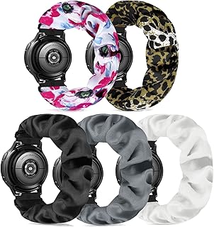 Scrunchie Watch Band 20mm for Women Compatible with Samsung Galaxy Watch Active 2 44mm 40mm/Active 40mm/Galaxy Watch 3 41mm/Galaxy Watch 42mm/Galaxy Watch 4 44mm 40mm/Galaxy watch 5 44mm 40mm/Pro 45mm
