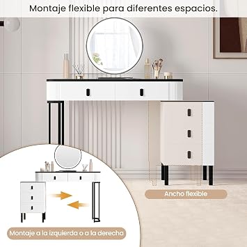 WOLTU Makeup Vanity with Dimmable Light and Rotating Round Mirror