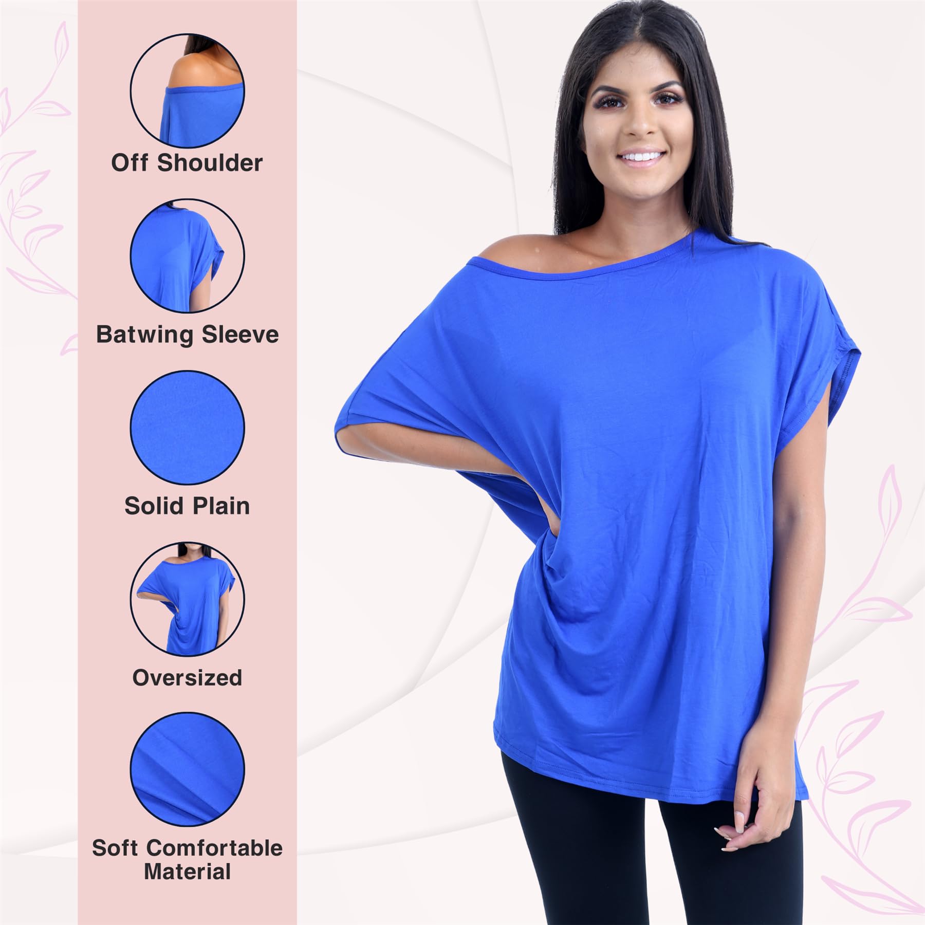 Nouveau Dames Batwing Manche Plaine De Le Épaule Bardot Oversize T-Shirt Mini Top