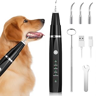 Zahnsteinentferner Zahnreiniger Ultraschall für Hund und Katze, Zahnpflege Set für Hunde & Katzen, Zahnreinigung und Reinigungsset Bekämpft Zahnstein Mundgeruch & Zahnfleischentzündungen, Schwarz - Amazon product rated Grade A