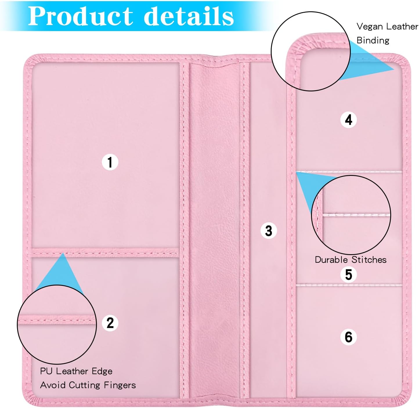 Bling Car Registration and Insurance Holder Crystal Rhinestone Car Paperwork Organizer for Women Diamond Id Card Holder（Long Bling Pink） image 2