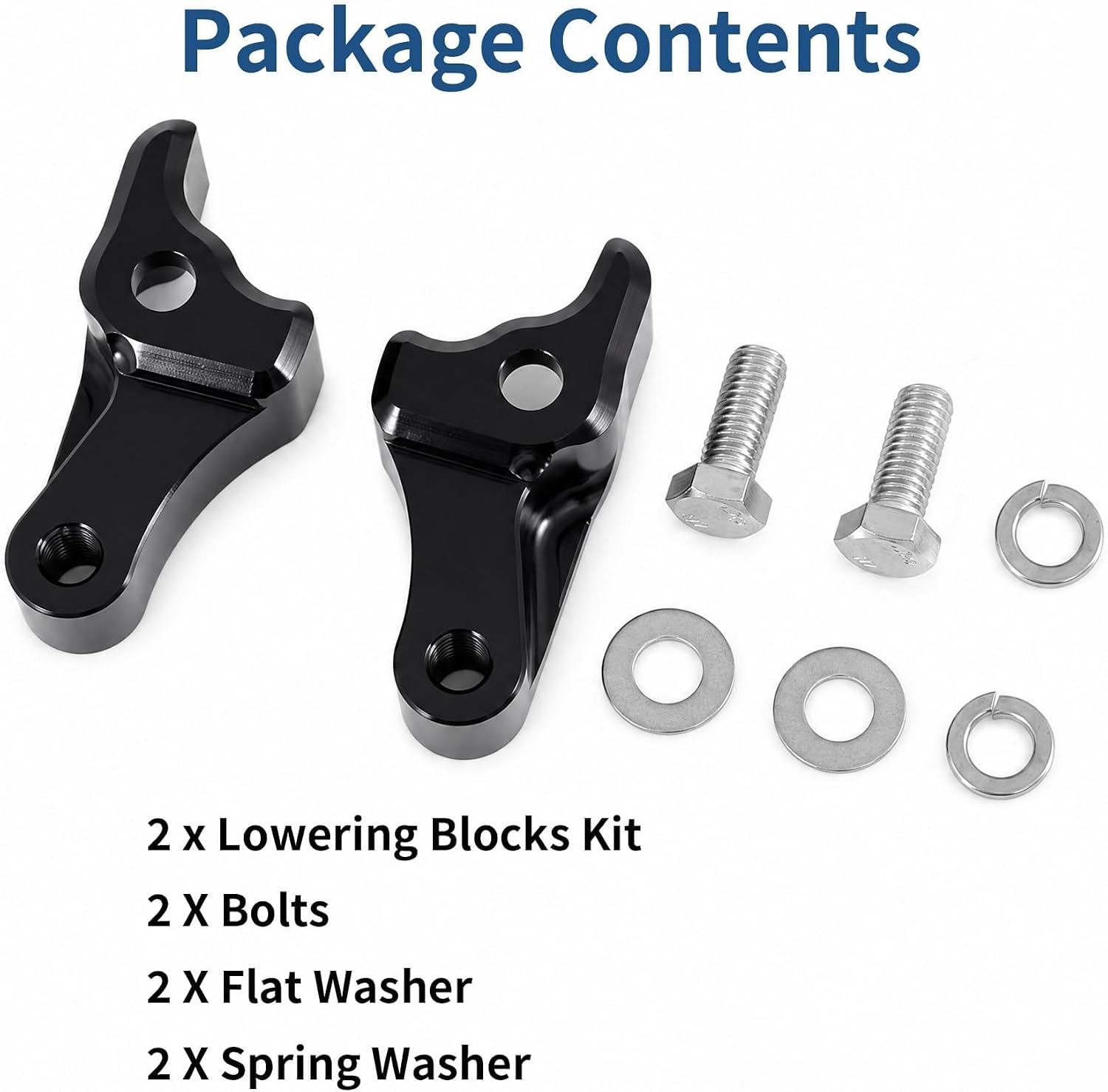 2" Inch Black Rear Lowering Link Blocks Kit for Harley Touring 2002-2025 Street Glide Road Glide Road King Electra Glide CVO Limited Ultra Classic