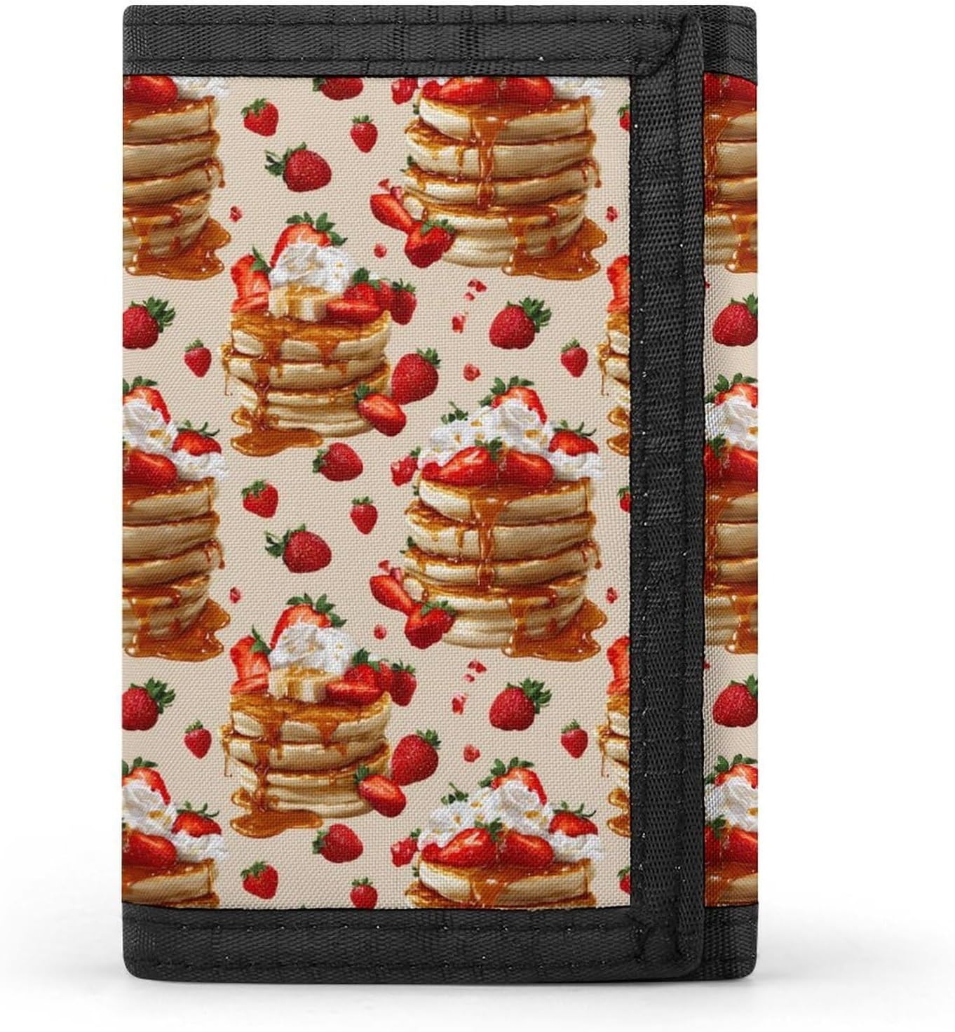 Pancakes with Strawberry Trifold Slim Wallet Front Pocket With Money Clip And ID Credit Card Slots For Travel Work