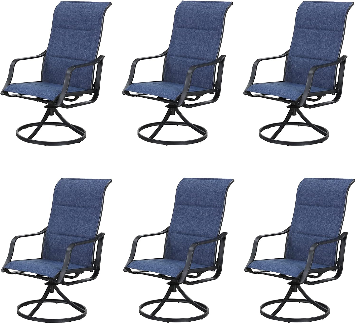 Sports Festival Patio Chairs Set of 6 Outdoor Dining Chair Metal Swivel Chairs with Textilene Fabric High Back Mesh Armchair for Backyard Deck Garden, Blue : Patio, Lawn & Garden