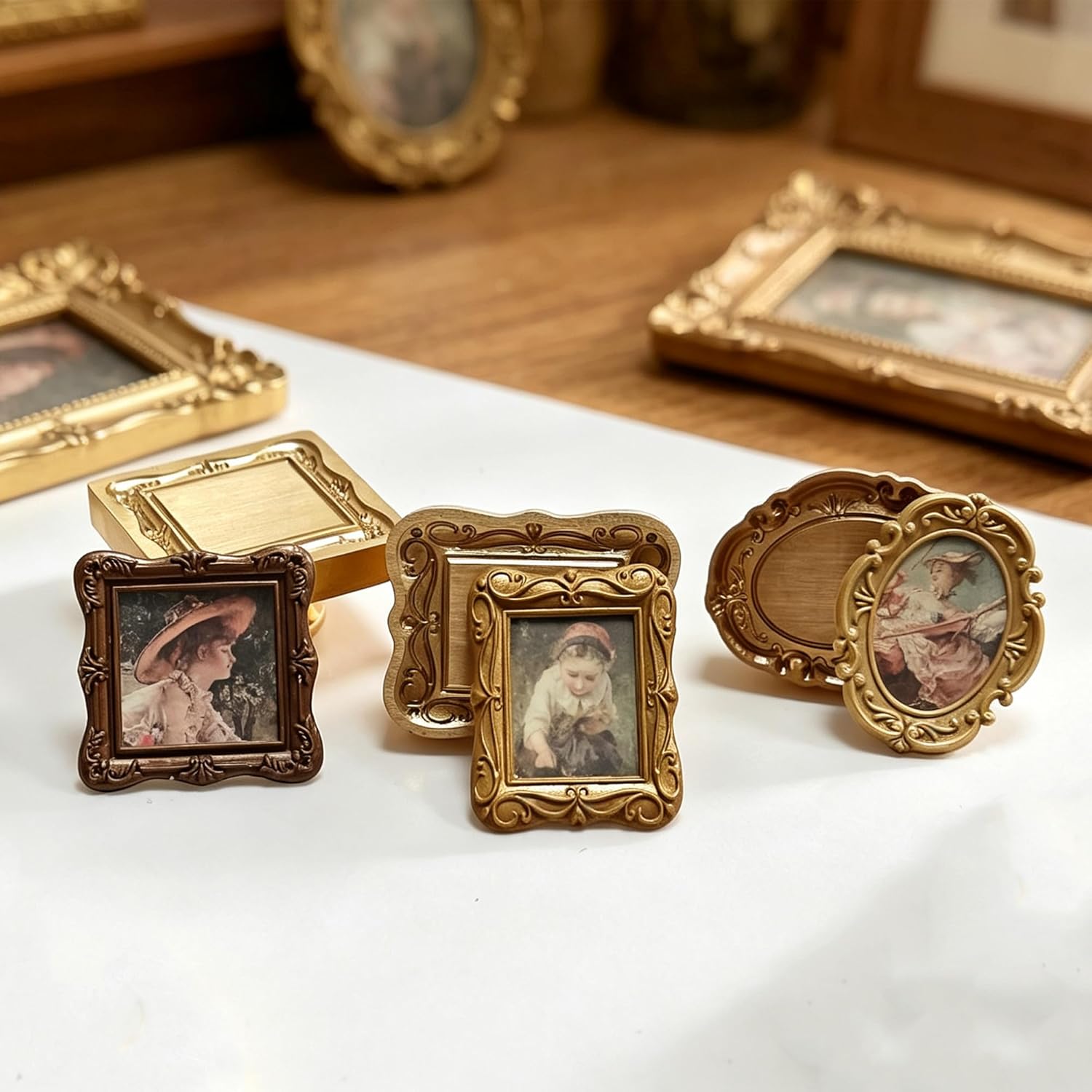 Embossed Frame Wax Seal Stamp Set – 3 Pcs Vintage Collection with Solid Brass Heads & Wooden Handle – Elegant Border Design for Wedding Invitations, Envelopes & DIY Crafts