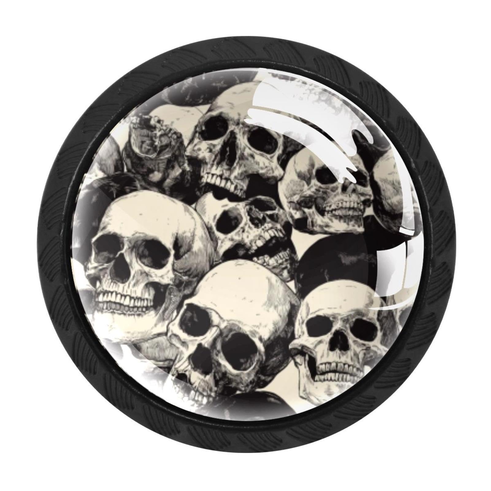 CHENZZZZ 4 Pack Black Skull Pattern (1) Cabinet Pulls Kitchen Cabinet Handles Ideal for Cabinet,Drawer,Cupboard and Wardrobe