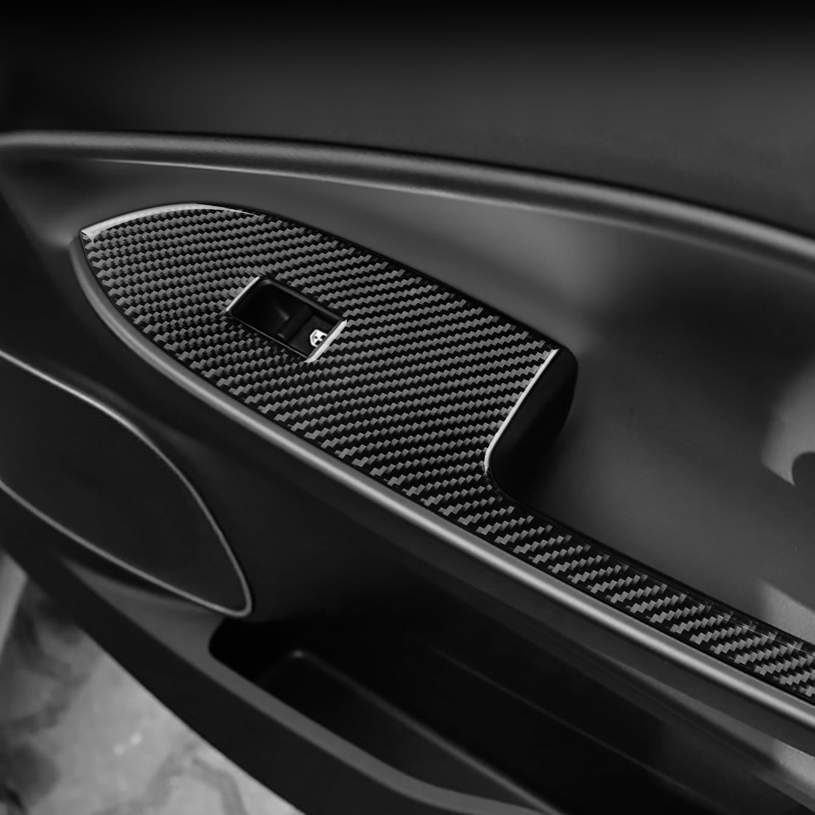 KUNGKIC Per Alfa Romeo Giulietta 940 2010-2021 Pannello di controllo auto in fibra di carbonio vetro finestra interruttore di sollevamento console adesivo decorativo accessorio interno (nero)