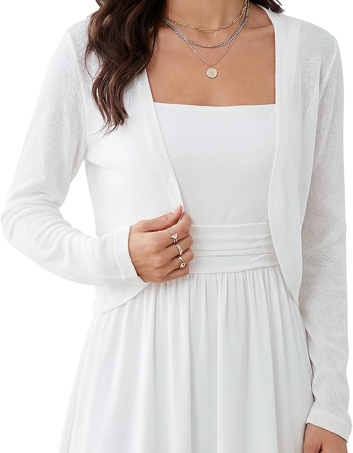 Chicingyou Summer Sheer Cropped Cardigan, Women Sheer Top Poncho Bolero Stretchy Open Front Shrug with Layering Top for Dress
