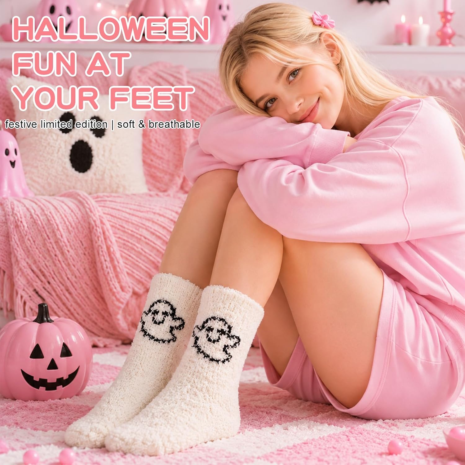 Boo Basket Stuffers for Women Teen Girls,Halloween Spooky Gifts, Pink