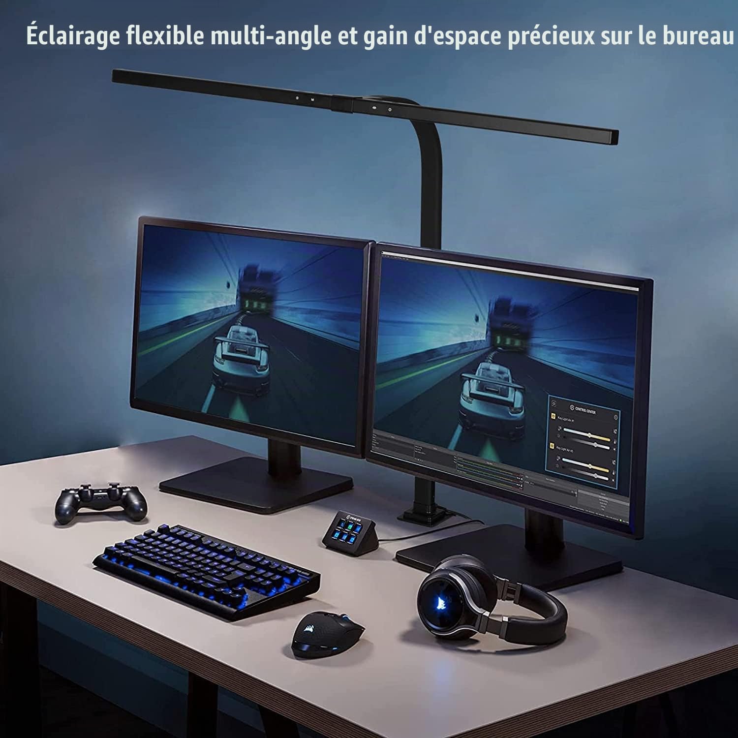 EYOCEAN Lampe de Bureau, 24W 80cm Lampe d'Architecte, lampe de travail avec Pince, LED Protection des Yeux, Température de Couleur et Luminosité Réglables, Fonction de Mémoire et de Chronométrage