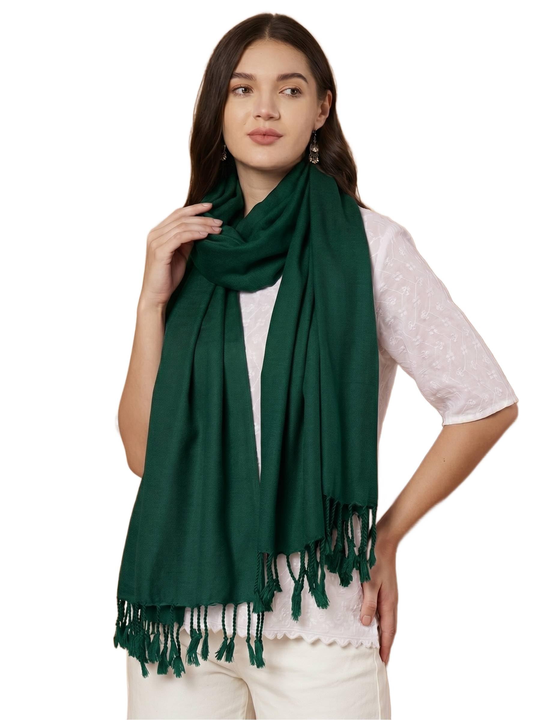 Women’s Solid Color Winter Stole | Lightweight Soft Feel Shawl with Fringes-image-8