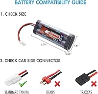 Vista 4 de Tenergy Paquete de 2 baterías NiMH planas de 7.2 V 3000 mAh con cargador inteligente para coches RC, aviones RC