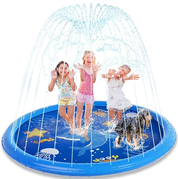 Sebor Splash Pad for Toddlers, 77" Sprinkler for Kids, Thicken Baby Pool Water Mat, Fun Summer Outdoor Water Toys for Toddlers 4-6,Blue