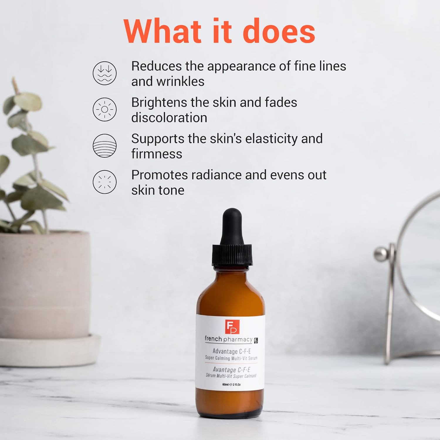 French Pharmacy Calming Multivitamin Face Serum | Vitamin C, Ferulic Acid & Vitamin E Skin Serum | Protect The Skin & Prevent Fine Lines, Wrinkles, Dullness, Dryness | 2 oz