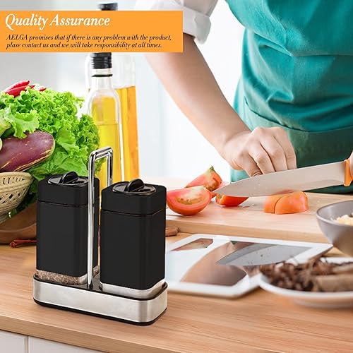 Miniatura 22 de Aelga - Juego de salero y pimentero rojo con agujeros de vertido ajustables, ideal para pimienta negra, Kosher e Himalaya