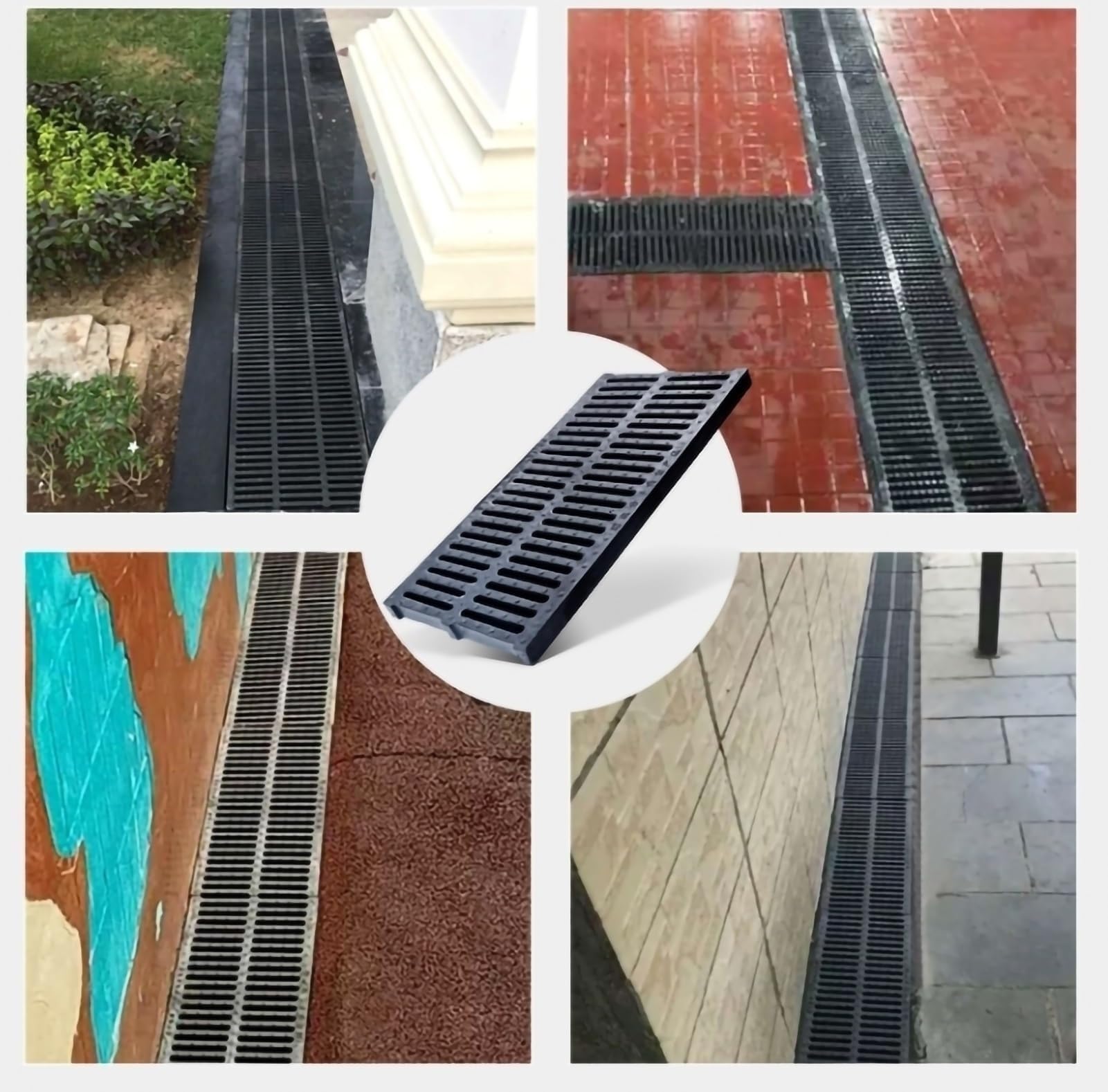 Caniveau De Drainage Extérieur En Acier Inoxydable Et Résine - Largeur 10 Cm, Hauteur 6 Cm, Longueur 60 Cm - 6