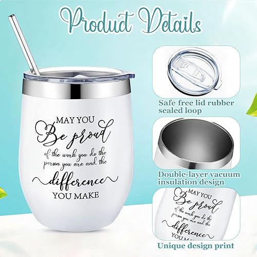 Miniatura 3 de Norme 12 piezas de regalo de agradecimiento para mujeres, hombres, empleados, regalo de agradecimiento de 12 onzas, vaso aislado de acero