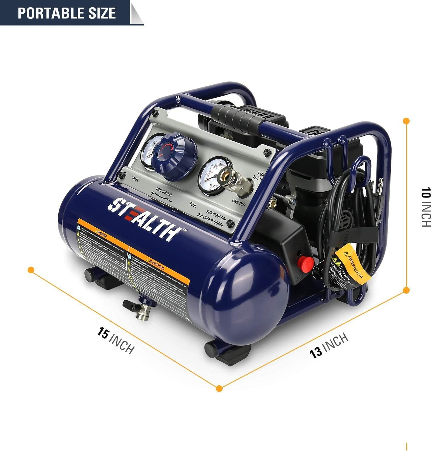 Flash Sale Buy 1 get 1 STEALTH Ultra Quiet 1 Gallon Air Compressor, 1/2HP Max 125 PSI, 0.8 CFM@90PSI, Portable Oil-Free Light Weight Electric Air Tools, SAUQ-1105