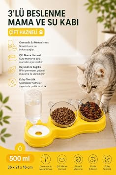 ift Hazneli- 3 l  Beslenme Mama ve Su Kab  Sar  500ml 36 * 21 * 16 cm