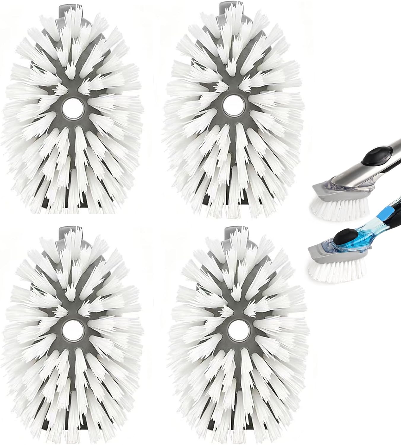 4 Pack Brush Refills for OXO Dish Brush, Brush Head Replacement OXO Dish Brush Replacement Head（White Square）