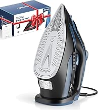 Steam Iron for Clothes 12s Fast Heat-up, 1500W Iron with 13.21oz Water Tank, 3-Way Auto shutoff, Burst Steam, Spray Mist, Anti-Drip, Self-Cleaning, Vertical Ironing for Home