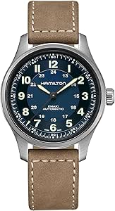Hamilton Khaki Field Titanium Automatic Men's Watch, 42mm, Blue Dial, Swiss Made, 100m Waterproof, Sapphire Crystal, Cow Leather Strap