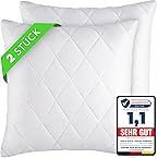 Gentle North Kopfkissen - 50x50 cm groß - 2er Set Kissen für Bett und als Dekokissen - Mit Reißverschluss für Füllung - Sofakissen - Zierkissen für Couch und Sofa - Ökotex - Waschbar bis 60° - Weiß