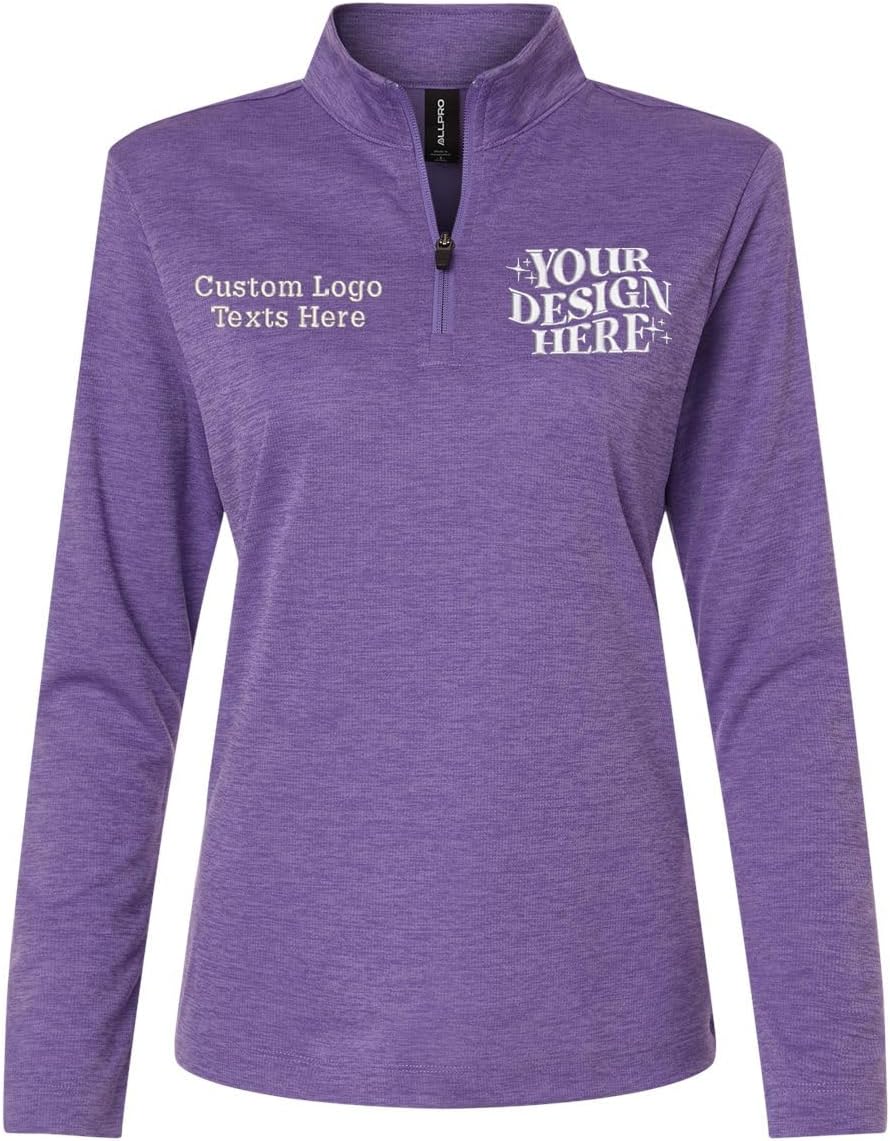 INK STITCH Women 4HM70L Custom Add Embroidery Logo Texts Performance Melange Quarter Zip Pullover