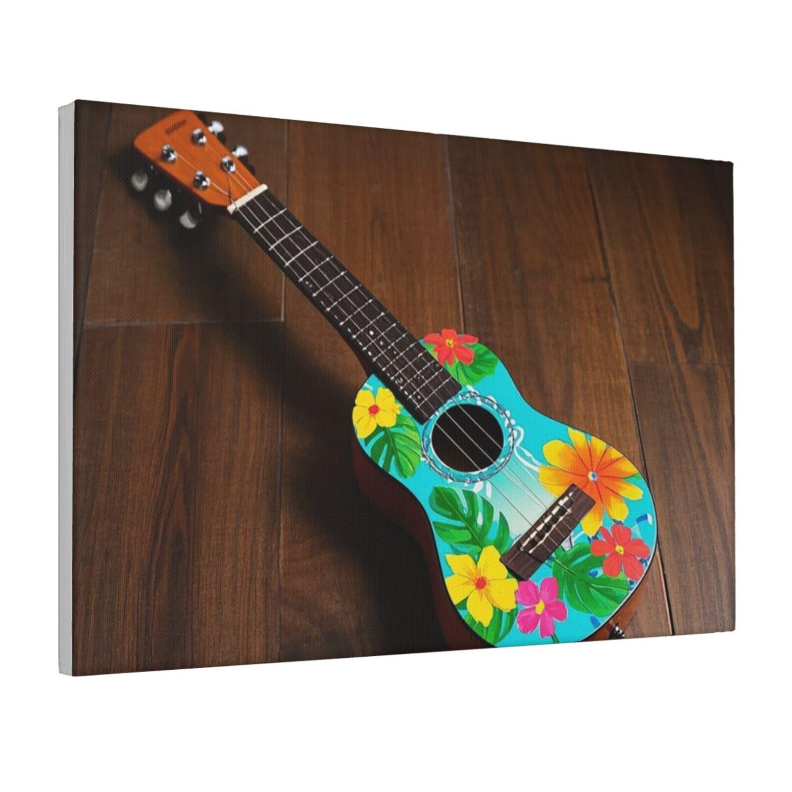 Framed Wall Art for Living Room Art Work, Vintage Hawaiian Aloha Fun Guitar Picture Prints Modern Office Wall Paintings Poster Aesthetic Wall Decorations for Home Decor Ready To Hang 8"x12"