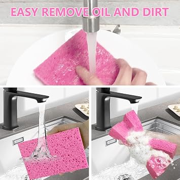 3 - Pack + 6 - Pack Large Natural Cellulose Sponges, Pink