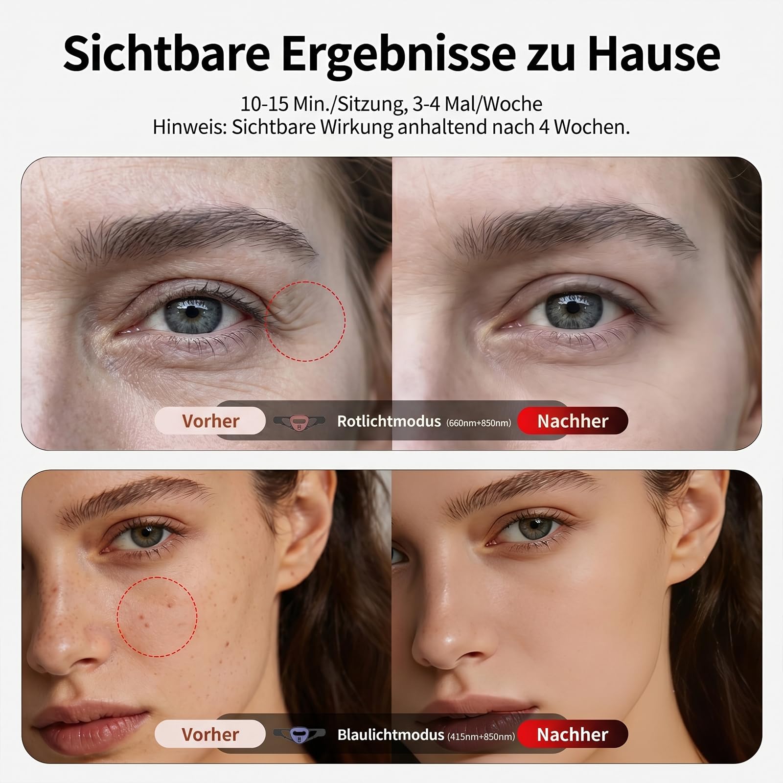 Gesichtsmasken-Lichttherapie, LED-Rotlichttherapie für das Gesicht, Infrarot- und Rotlichttherapie für das Gesicht, wiederaufladbares tragbares Rotlicht-Gesichtsgerät (Schwarz B)