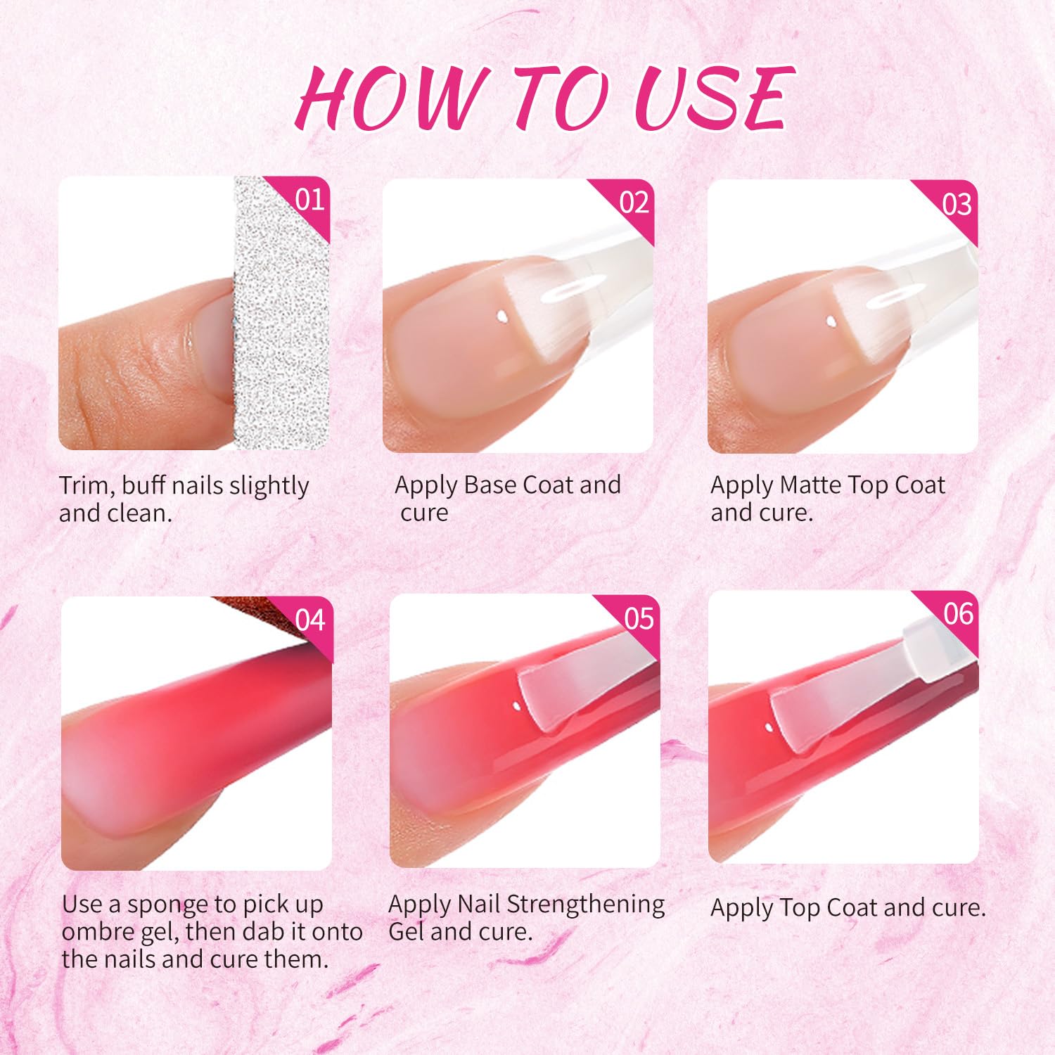 Esmalte de uñas de gel Ombre, 24 colores, adecuado para tonos de esmalte de uñas, fácil de colorear, efecto duradero, puede realizar el arte de uñas DIY en casa (24OG-2)