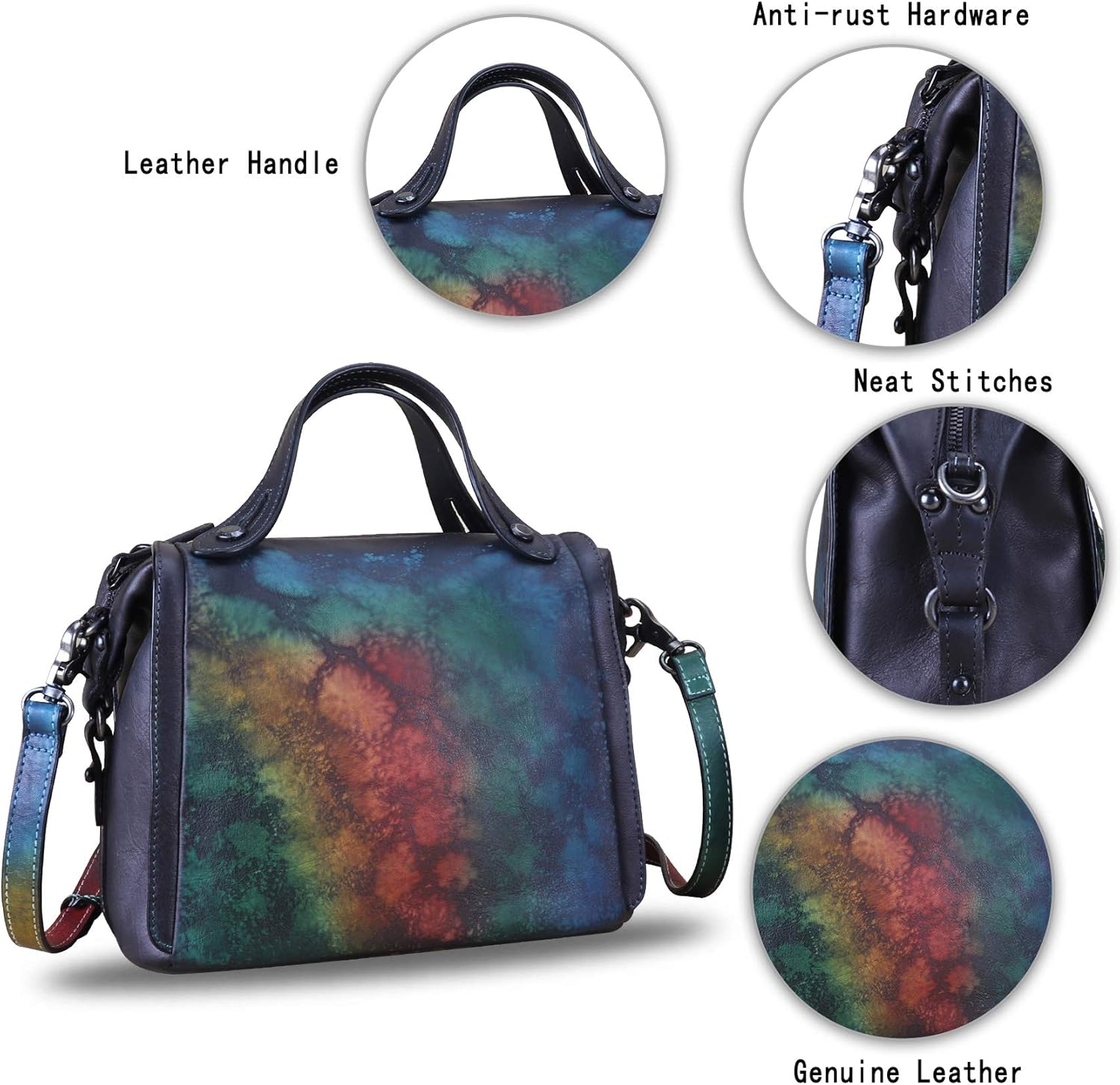 Genuine Leather Satchel Purse for Women Retro Handmade Top Handle Handbag Designer Crossbody Bags - Image 6