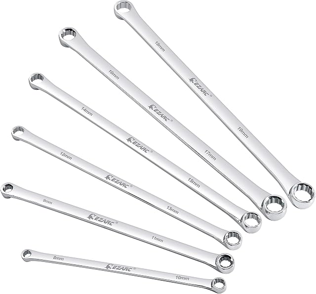 EZARC 6pc Extra Long Box End Wrench Set Long Lifetime Aviation Spanner 8mm - 19mm