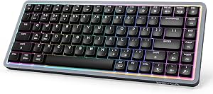 Teclado mecánico inalámbrico de perfil bajo Air75, marco de aluminio 75%, intercambiable en caliente, teclas PBT, retroiluminación RGB, Bluetooth/2.4GHz/USB-C, teclado gamer con software para Mac y Windows (negro)