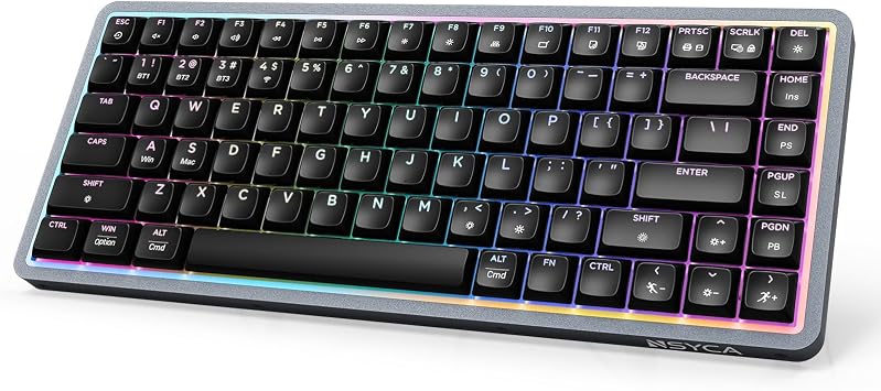 Air75 Low Profile Wireless Mechanical Keyboard, 75% Aluminum Frame, Hot Swappable, PBT Keycaps, RGB Backlit, Bluetooth/2.4GHz/USB-C, Gaming Keyboard with Web Driver for Mac Windows Black