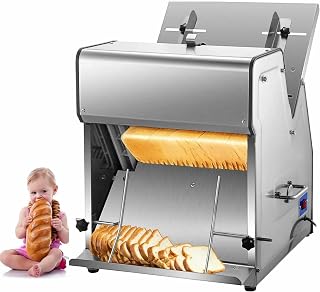 Automatic Bread Cutting Machine, 370W Commercial Bread Slicer with 12mm Blades, 110-390mm Adjustable Bread Length, Food Forming Machine for Toast, Ham Slices, Rice Cake Slices