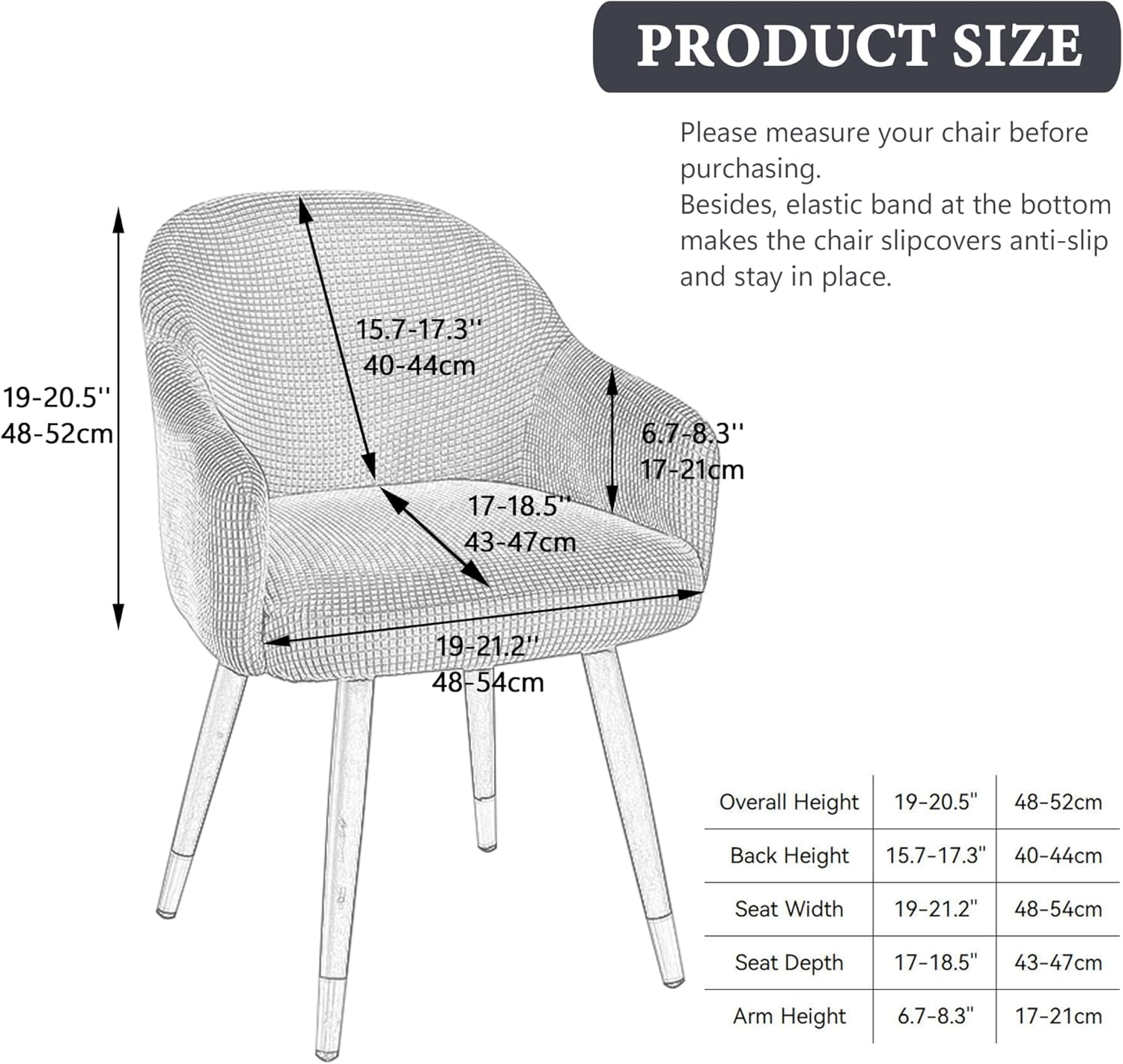 Stretch Curved Back Dining Chair Covers with Armrest, Accent Dining Chairs Covers Slipcovers with Arms, Swivel Armchair Cover Protector, Vanity Office Desk Seat Covers for Chairs
