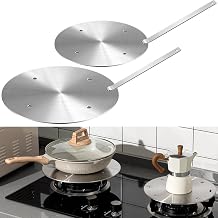 11'' Stainless Steel Induction Adapter Plate Cooktop Heat Diffuser for Gas Stove Diffuser Plate with Handle Converter Disk Simmer Ring for Electric Stove (9.5'',11'',Silver)