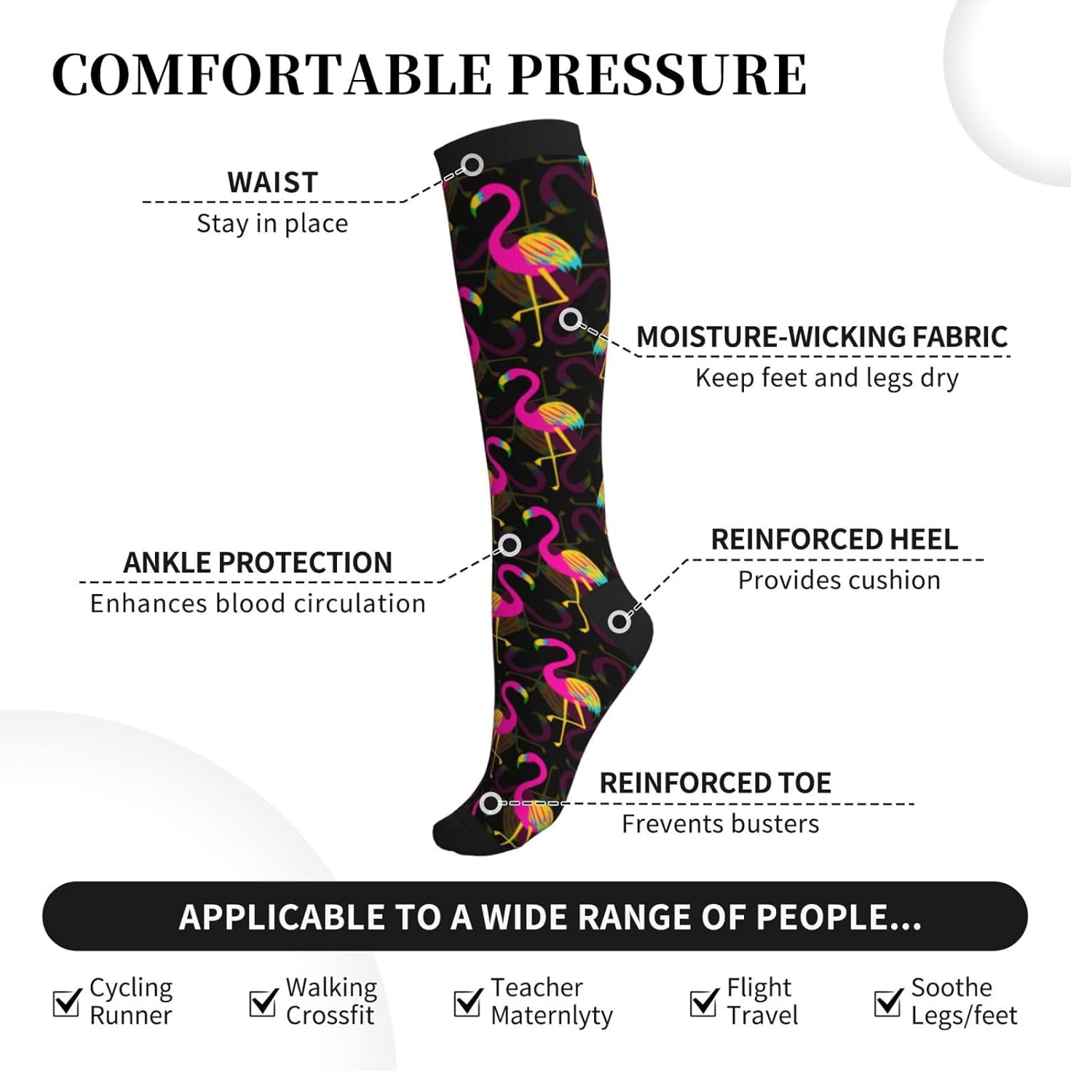 Avocado Compression Socks Women Men Knee High Stock for Running Work Support Nurses Travel - Image 6