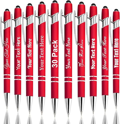 Miniatura 13 de Hasta 300 bolígrafos personalizados a granel con nombre personalizado con grabado gratis, puntas de lápiz capacitivo grabado, bolígrafo para Púrpura