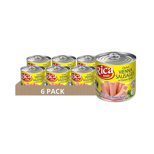 RICA Rondo Chicken Vienna Salchicha lata de 5 onzas, lista para comer, sabor original, (paquete de 6)