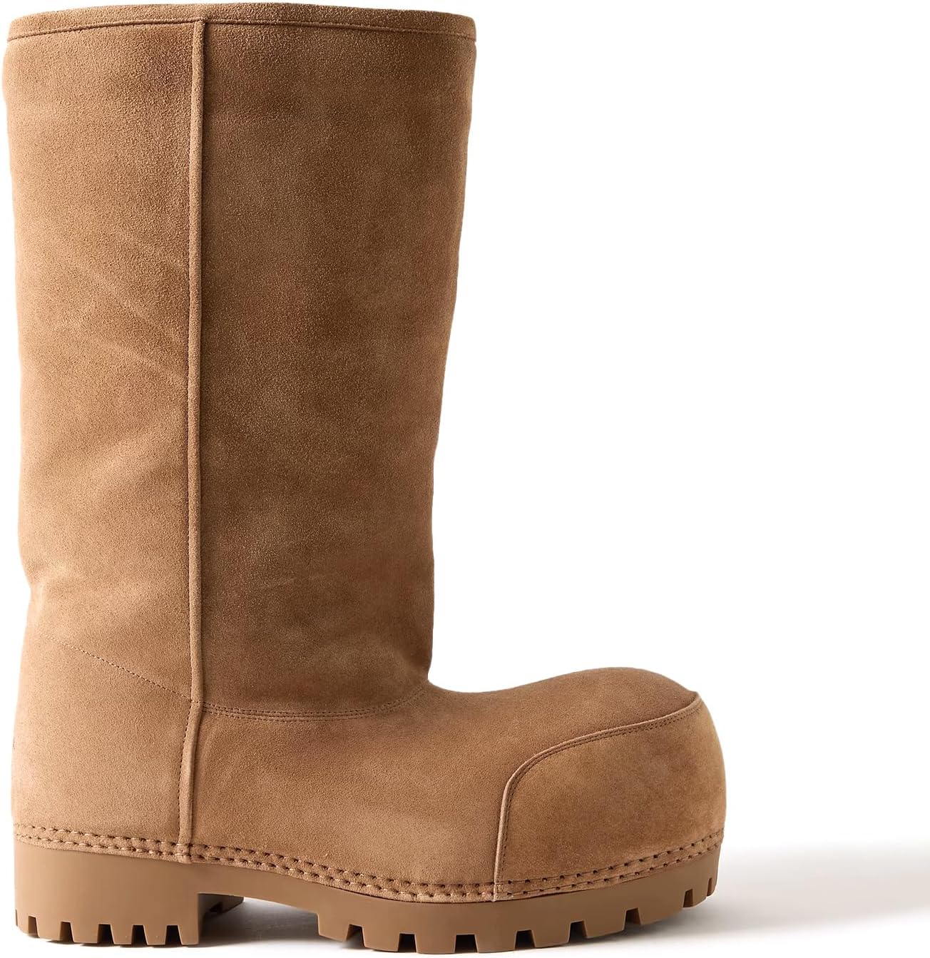 Suede Knee High Boots for Women Platform Round Toe Winter Fur Snow Boots Chunky Heel Fashion Boots