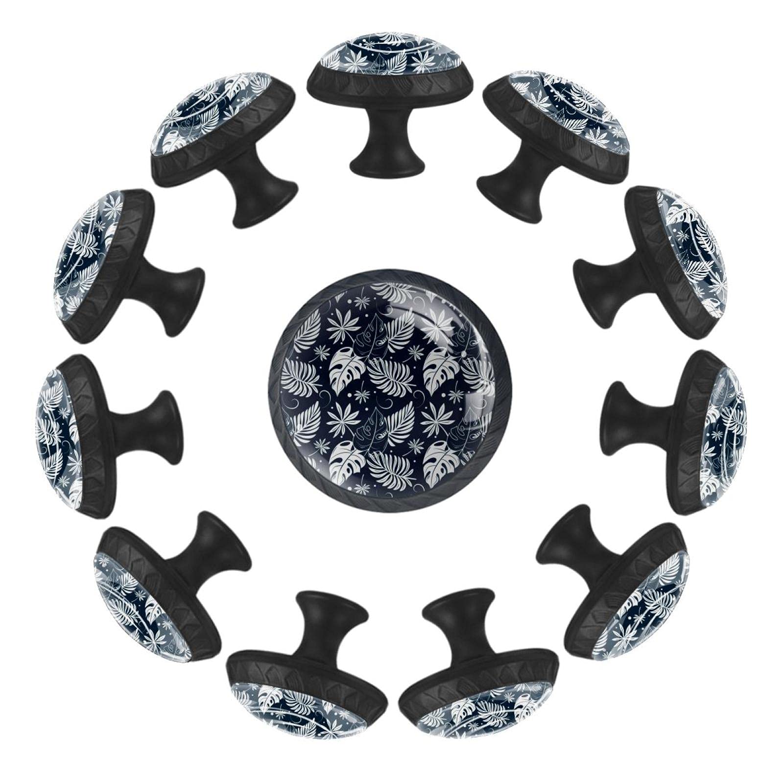 Bouton de tiroir bleu marine motif tropical pour commode de chambre d'enfant
