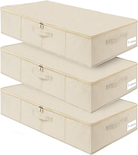 Miniatura 1 de punemi Almacenamiento debajo de la cama, paquete de 3 bolsas de almacenamiento de ropa con asas resistentes, organizador de contenedores de zapatos