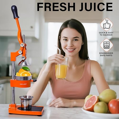 Miniatura 7 de Exprimidor manual de cítricos de hierro fundido, prensa manual comercial, exprimidor de encimera resistente para jugo de limón naranja fresco, fácil