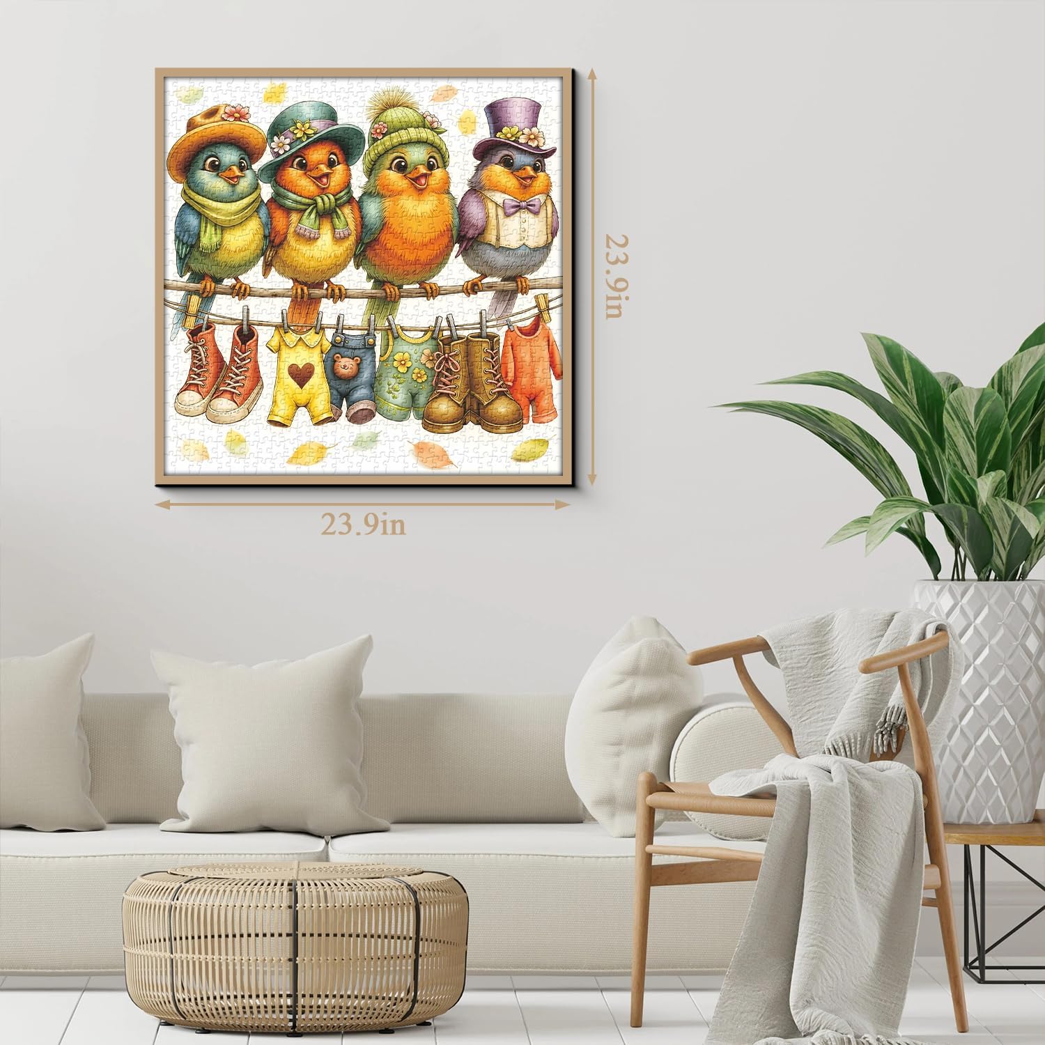 Cute Bird Family Puzzles for Adults 1000 Pieces, Colorful Birds with Hats and Scarves Jigsaw Puzzles, Whimsical Nature Animal Puzzle