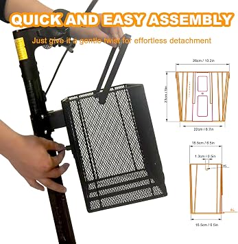 Scooter Basket Bike Front Baskets Heavy Duty Quick Release Removable Iron Mesh Bicycle Basket with Handle Easy Assembly and Portability Size 10.2 L x 6.5 W x 9 H (Small)
