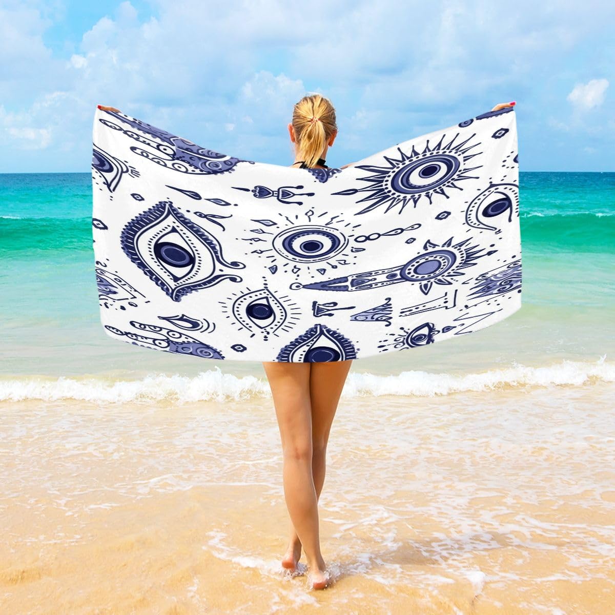 Amazon.com: senya Eyes Geometric Beach Towel Microfiber, 31